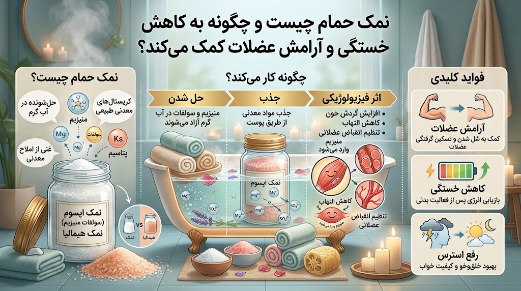 نمک حمام چیست و چگونه به کاهش خستگی و آرامش عضلات کمک می‌کند؟ کارنیکااستور