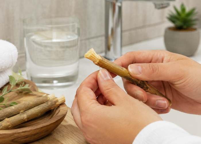  چوب مسواک (سواک) چگونه استفاده می‌شود؟ آموزش صحیح آماده‌سازی و مسواک زدن با سواک | کارنیکااستور